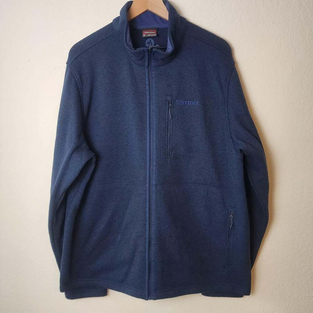 Marmot Jacket Mens 2XL Blue Arctic Navy Heather Fleece Hiking Full Zip M16223